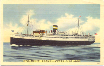Het stoomschip 'Coamo' waarop John Jr. Snoek voer